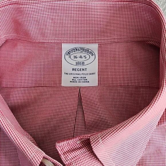 Brooks Brothers Regent Shirt Size 16-4/5 Red Checkered Button-Down Quiet Luxury - Picture 14 of 16